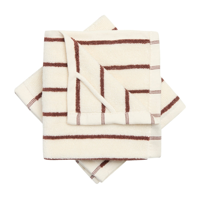 Monday Sunday Elin Mono Stripe 2-Pack Towels White / Brown